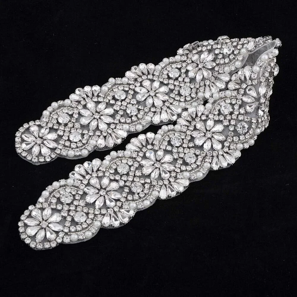 Bridal Sash Belt For Wedding Crystal Rhinestone Waist Cincher on Satin Adjust